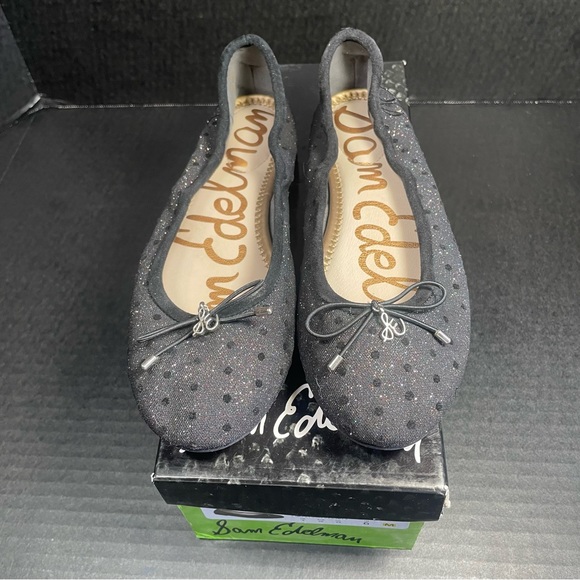 BNIB SAM EDELMAN BLACK METALLIC MULTI DOT GLITTERY FLATS SIZE 6M - Picture 9 of 9